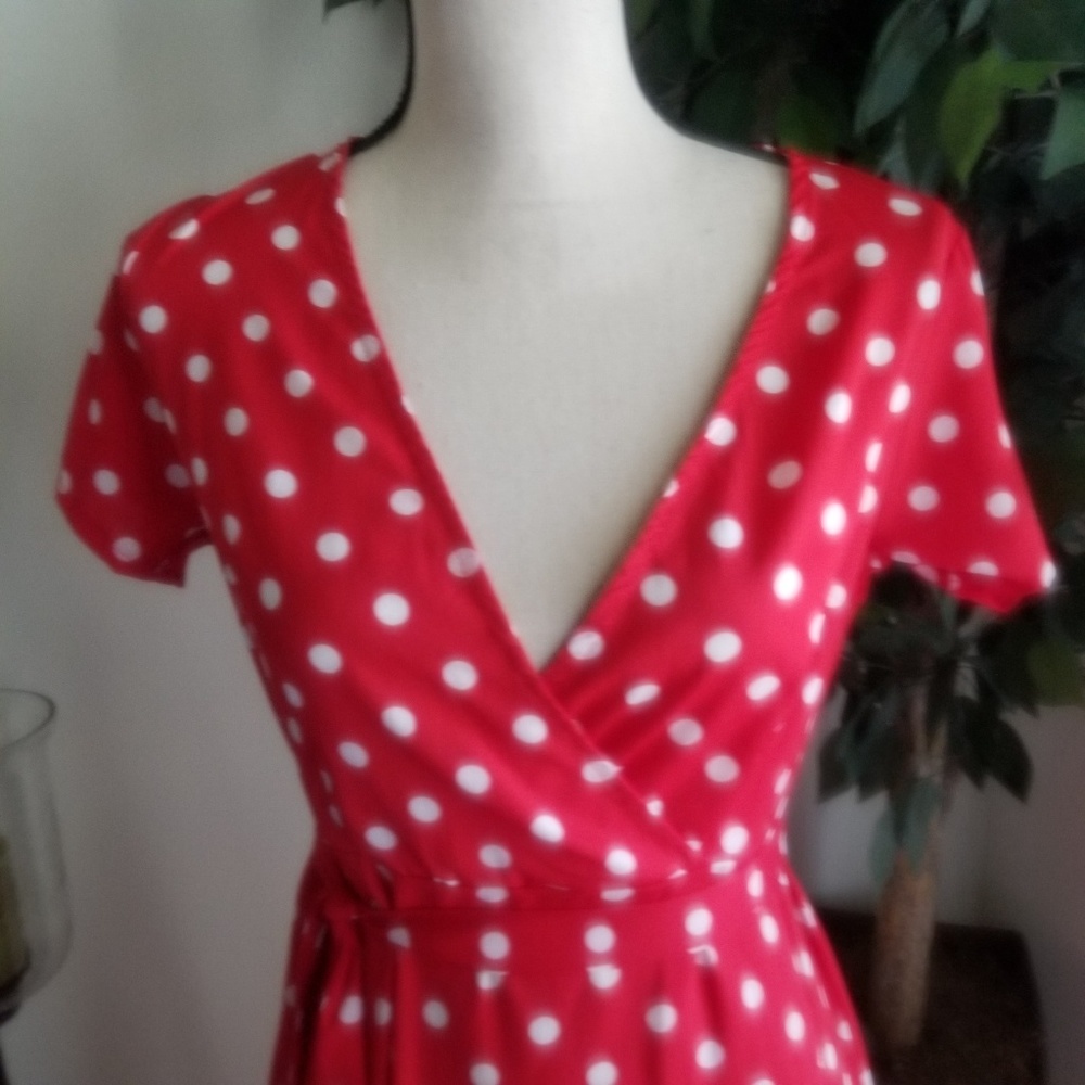NEW Red and White Polka Dot Maxi Dress - Picture 5 of 6